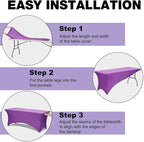 Trlyc 1 Pack 6FT Spandex Table Cloth - 72 x 30 Inch Rectangular Stretch Tablecloth, Wrinkle Resistant Scretch Table Cover for Wedding, Party, Banquet, Picnic, Outdoor Decoration (1Pcs,Purple)