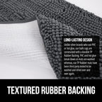 GORILLA GRIP Plush Absorbent Shaggy Chenille Bath Rug Mat for Square Toilet Base with Rubber Backing, Machine Washable Rugs, Soft Microfiber Contour Mats for Toilets, Bathroom Decor, Charcoal