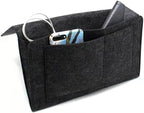Bringsine 5 Pockets Bedside Caddy, Felt Bed Storage Organizer Hanging Bag Holder for Magazine Book Phone Tablet iPad Cables Remote and Glasses Holder Home Dorm Bed Sofa-Black