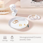 ProCase Ceramic Jewelry Tray, Initial Ring Dish Trinket Plate Engagement Gift, Small Personalized Monogram Ring Bowl for Wedding, White Decorative Jewelry Holder for Women Vanity -Letter B