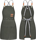 BeLuyi chef apron bib tool apron for man woman cross back straps with 4 pockets for kitchen cooking gardening baking working
