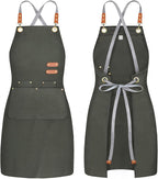 BeLuyi chef apron bib tool apron for man woman cross back straps with 4 pockets for kitchen cooking gardening baking working