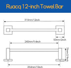Ruacq Hand Towel Holder 10inch, Stainless Steel Towel Ring, Square Base Towel Bar for Bathroom, Brushed Nickel Single Towel Bars, Towel Holder Wall Mounted, Total Length 12inch