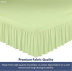 KRISHNA Ruffled Bed Skirt with Split Corners King, 100% Microfiber Hotel Quality, 24 Inch Drop Dust Ruffle Gathered Bedskirt with Platform, 78" x 80", Sage