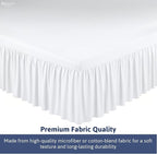 KRISHNA Ruffled Bed Skirt with Split Corners Queen, 100% Microfiber Hotel Quality, 15 Inch Drop Dust Ruffle Gathered Bedskirt with Platform, 60" x 80", White