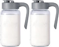 Mason Jar Pitcher - Airtight & Leakproof Glass Pitcher with Lid[set of 2], Perfect for Breastmilk, Cold Brew, and Sun Tea, 2 Quart (64 oz) Mason Jar with Pour Spout Lid