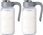 Mason Jar Pitcher - Airtight & Leakproof Glass Pitcher with Lid[set of 2], Perfect for Breastmilk, Cold Brew, and Sun Tea, 2 Quart (64 oz) Mason Jar with Pour Spout Lid