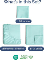 Extra Deep Pocket Twin XL Sheets - 3 Piece Breathable & Cooling Bed Sheets - Hotel Luxury Bed Sheet Set - Soft, Wrinkle Free & Comfy - Easily Fits Extra Deep Mattresses - Deep Pocket Spa Blue Sheets
