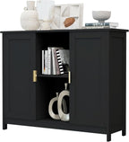 TaoHFE Black Buffet Cabinet, Modern Narrow Sideboard Buffet Cabinet Wooden Side