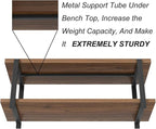 FOLUBAN Entryway Bench with Shoe Storage, Modern End of Bed Bench, Wood and Metal Entry Bench for Hallway Front Door Entrance, Industrial Indoor Bench for Bedroom Living Room, Rustic Walnut, 47 Inch