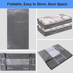 Under Bed Storage Containers, 4-Pack Large Capacity Underbed Storage Bags Organizer, Thick Fabric Storage Bins with Clear Window and Handles for Blanket, Comforter, Bedding, Clothes, Gray