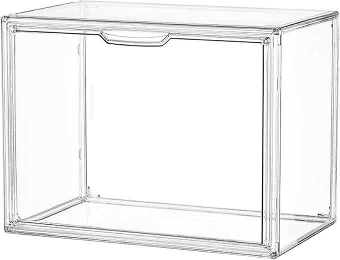 Clear Acrylic Display Case, Stackable Plastic Storage Bins with Magnetic Attraction Lid, Showcase for Cosmetic, Large Figures Collectibles, X-Large