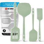 DI ORO Silicone Turner Spatula Set - 600F Heat Resistant, 4-Pc Blue