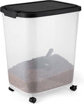 Amazon Basics Pet Food Storage Container with Rolling Wheels, BPA-Free, Detachable Scoop, 50lbs Capacity