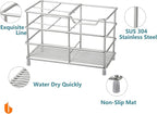 Urbanstrive 304 Stainless Steel Bathroom Toothbrush Holder Toothpaste Holder Stand Bathroom Accessories Organizer (Silver, Large)
