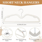 LemonRoad 36 Pack Short Neck Hangers, Upgraded Non-Slip Plastic Hangers Lifts Clothes 3" Higher, Space Saving 360 Swivel Hook for Closet Organizer, Shirts Jackets Dresses, Smooth (White)