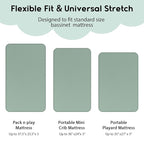 Yoofoss Pack and Play Sheets Fitted, Mini Crib Sheets 2-Pack for Pack N Play Mattress, Stretchy Playard Sheet, Soft and Breathable Green+Giraff
