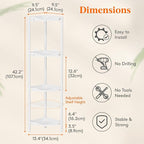 Lifewit Floor Standing Shower Caddy Corner, 4 Tier Plastic Shower Stand Rack with Adjustable Feet and Hooks, Rustproof Bathroom Shelf Organizer, White, 34 x 24 x 107 cm/13 x 9.5 x 42 inch