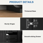 TV stand for 65'' TV , Media Console Table with Storage Cabinet, Spiral Wave Design,Low Profile Credenza for Living Room,Entertainment Center Television Stand with Curved Corner for Bedroom,Black