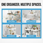 Undersink Organizer, 2-Tier Under Sink Storage Rack with Sliding Drawers for Kitchen Bathroom Cabinets, Pull Out Organizer for Pantry, Laundry Room & Closet Organization - 2 Pack, White
