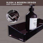 Bakzon Acrylic Wall Mount Organizer, Self Adhesive Shelves, No Drilling Hang Walls, for Bathroom, Kitchen, Living Room - Dark Brown