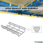 Kable Kontrol Cable Tray- 5 Feet Long - 8" Width, 6” Depth – Wire Mesh Tray Cable Management Rack Cords Organizer Cable Basket, Zinc Plated Steel NEC Approved for Network, Fiber Optic, Cabling