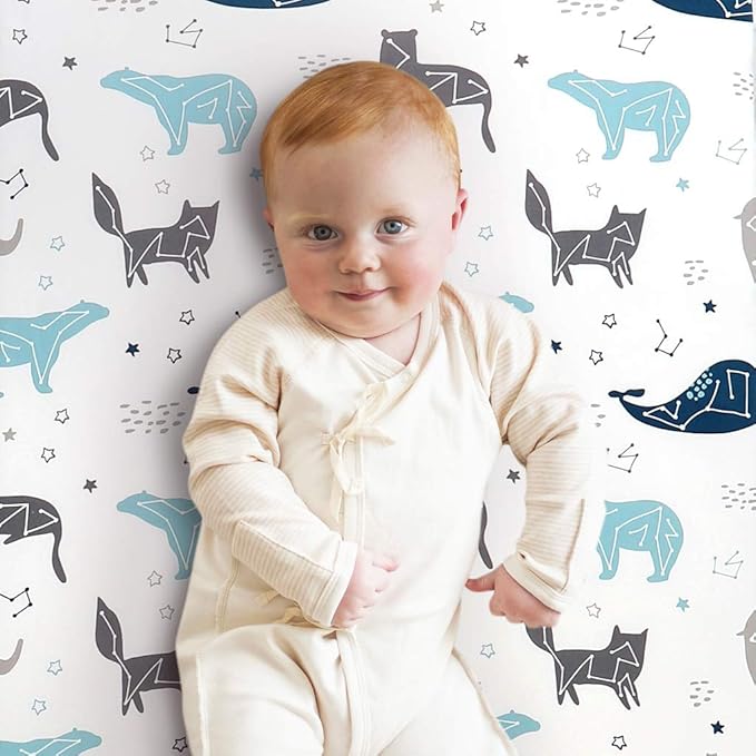 Pack n Play Stretchy Fitted Playard Sheet Set BROLEX 2 Pack Portable Mini Crib Sheets,Convertible Playard Mattress Cover,Ultra Soft Material，Space Planet