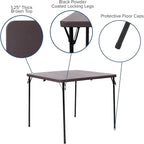 Flash Furniture Dunham 2.83-Foot Square Bi-Fold Brown Wood Grain Plastic Folding Table with Carrying Handle