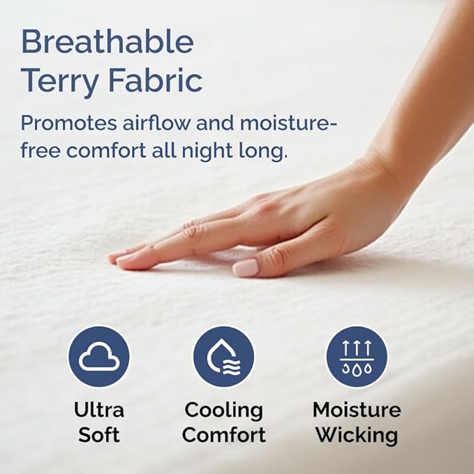 100% Waterproof Mattress Protector Or Your Money Back Twin Size-Premium Fitted Terry Cover - Noiseless, Soft & Cooling - Secure Fit up to 16” Deep Pockets -Machine Washable & Wrinkle-Free - White