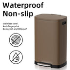 KdbK 13 Gallon Trash Can with Lid, 50L Fingerprint Proof Stainless Steel Kitchen Trash Can with Removable Inner Bucket and Lid Soft Close, Pedal Rubbish Bin for Home Office, Brown