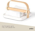 Umbra Bellwood Napkin Holder with Weight and Carrying Handle, White/Natural