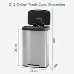 21 Gallon Kitchen Trash Can (80 L), Stainless Steel Garbage Can with Soft-Close Lid & Foot Pedal, Large Step-on Waste Bins Trash for Home Office