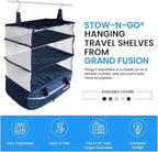 Grand Fusion Stow-N-Go Packing Organizer for Luggage, Portable Hanging Travel Shelves, Carry-On Closet, Hanging Packing Cubes, Collapsible Carry-On Organizer for Cruises & Hotels. Blue - XL