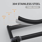 BESy 24 Inch Matte Black Towel Racks, Bathroom Towel Shelf with Foldable Towel Bar Holder and Towel Hooks, Wall Mounted Multifunctional Bathroom Accessories, Double Towel Bars