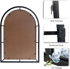 WAMIRRO Arched Mirror,Big Decorative Black Window Pane Mirrors Decor for Wall Mouted/Fireplace/Entryway/Hallway/Living Room/Bathroom 28"X40"