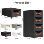 Homsorout Closet Organizers and Storage - Large Stackable Storage Bins with Drawer, Fabric Bins for Organization, Collapsible Storage Drawers Organizer for Bedroom, Living Room, 4 Pack, Black