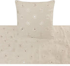 The HomeCentric King Queen Twin White Decorative CA King 86"x18" Bed Runner with 2 Pillow Cover, Mirror Embroidery Bed Scarf on Cotton Fabric - Mirror Lover