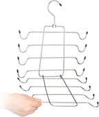 Szxc 2 Pack Foldable Tank Top Closet Organizer Hangers - Keep Things Shaped - for Bras, Cami, Bathing Suits, Belts, Ties, Strappy Dress, Pajamas & More - Chrome with Black Vinyl - 360 Degree Rotated