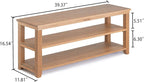 Shoe Rack Solid Wood Bench, 2-Tier Real Wooden Heavy Duty Shoe Storage Organizer Shelf for Entryway, Hallway, Mudroom, Living Room,Bedroom (Natural, 11.81"X39.4"X16.54")