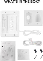 FORGING MOUNT in-Wall Cable Management Kit or Power & Low Voltage Cords, Cord Hider for Wall Mount TV with AC Outlets, Includes 6ft Extension Cord, Drywall Hole Saw Attachment,Drill Templates
