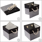 PRANDOM Large Foldable Cube Storage Bins 13x13 inch [2-Pack] Fabric Linen Storage Baskets Cubes Drawer with Cotton Handles Organizer for Shelves Nursery Closet Bedroom Black