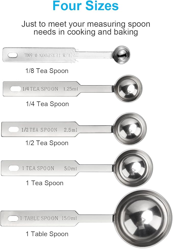 5PCS OstWony Measuring Spoons Set, Includes 1/8, 1/4, 1/2, 1 tsp, 1 tbsp