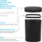 Bigacc Kitchen Trash Can | Stainless Steel 13 Gallon Trash Can | 50L Touch Free Garbage Can with Lid | Electronic Motion Sensor Automatic Trash Bin High Capacity for Kitchen Bathroom Office, Black