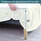 Shreem Linen Ruffled Bed Skirt with Split Corners, Gathered Style, 100% Microfiber, 30-Inch Drop, Dust Ruffle Bedskirt with Platform, Full-XL, Ivory
