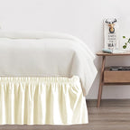 King Bed Skirt, Elastic Wrap Around Bed Skirt King Size, Bed Skirts for Adjustable Bed, Easy Fit with 14" Drop Length Tailored Drop Dust Ruffle (Light Yellow)