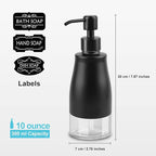 AUMIO Soap Dispenser with Non-Slip Silicone Pad, 2 Pack Kitchen Dish Refillable Liquid Dispensers, Matte Black Hand Soap Dispenser for Bathroom, Stainless Steel Case Glass Liner Hand Pump Dispensers