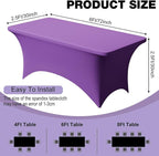 Trlyc 1 Pack 6FT Spandex Table Cloth - 72 x 30 Inch Rectangular Stretch Tablecloth, Wrinkle Resistant Scretch Table Cover for Wedding, Party, Banquet, Picnic, Outdoor Decoration (1Pcs,Purple)