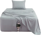 Extra Deep Pocket Twin Sheet Set for Air Mattress, 3 Piece Air Bed Sheets Set with 18-24 Inches Depth, Soft & Breathable Inflatable Bed Sheet Set with Flat Sheet, Fitted Sheet and Pillowcase, Grey
