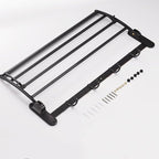 BESy 24 Inch Oil Rubbed Bronze Towel Racks, Bathroom Towel Shelf with Foldable Towel Bar Holder and Towel Hooks, Wall Mounted Multifunctional Bathroom Accessories, Double Towel Bars