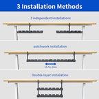 Under Desk Cable Management Raceway Clamp 2 Hole 31 Inch No Drill Cord Organizer for Standing Desk Sturdy Metal Office Desk Wire Management - No Damage to Table